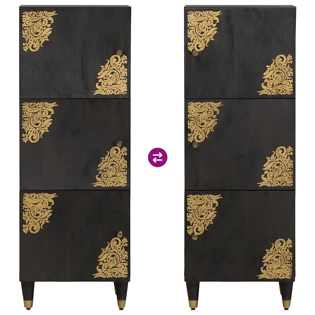 Credenza Nero 40 x 33 x 110 cm Legno di mango massello