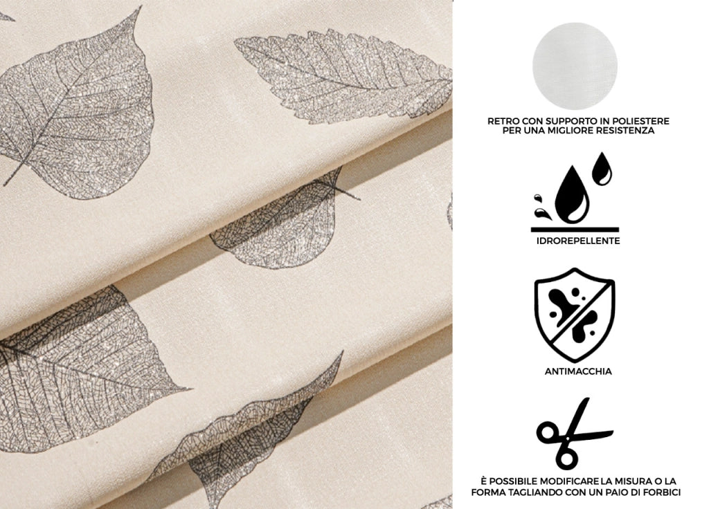 Tovaglia Antimacchia Idrorepellente PVC Proteggi Tavolo Maniva Glitter D1 Foglie - 140x400 - Foglie D1