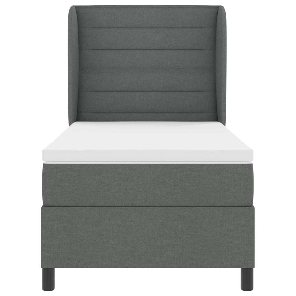 Letto a Mola con Materasso Grigio Scuro 90x200 cm Tessuto