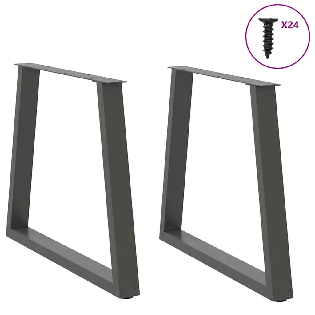 Set di 2 gambe per tavolo da pranzo a forma di V 70 x 72-73 cm finitura moderna adatte per l'uso in ufficio o in soggiorno acciaio antracite 02_0056861