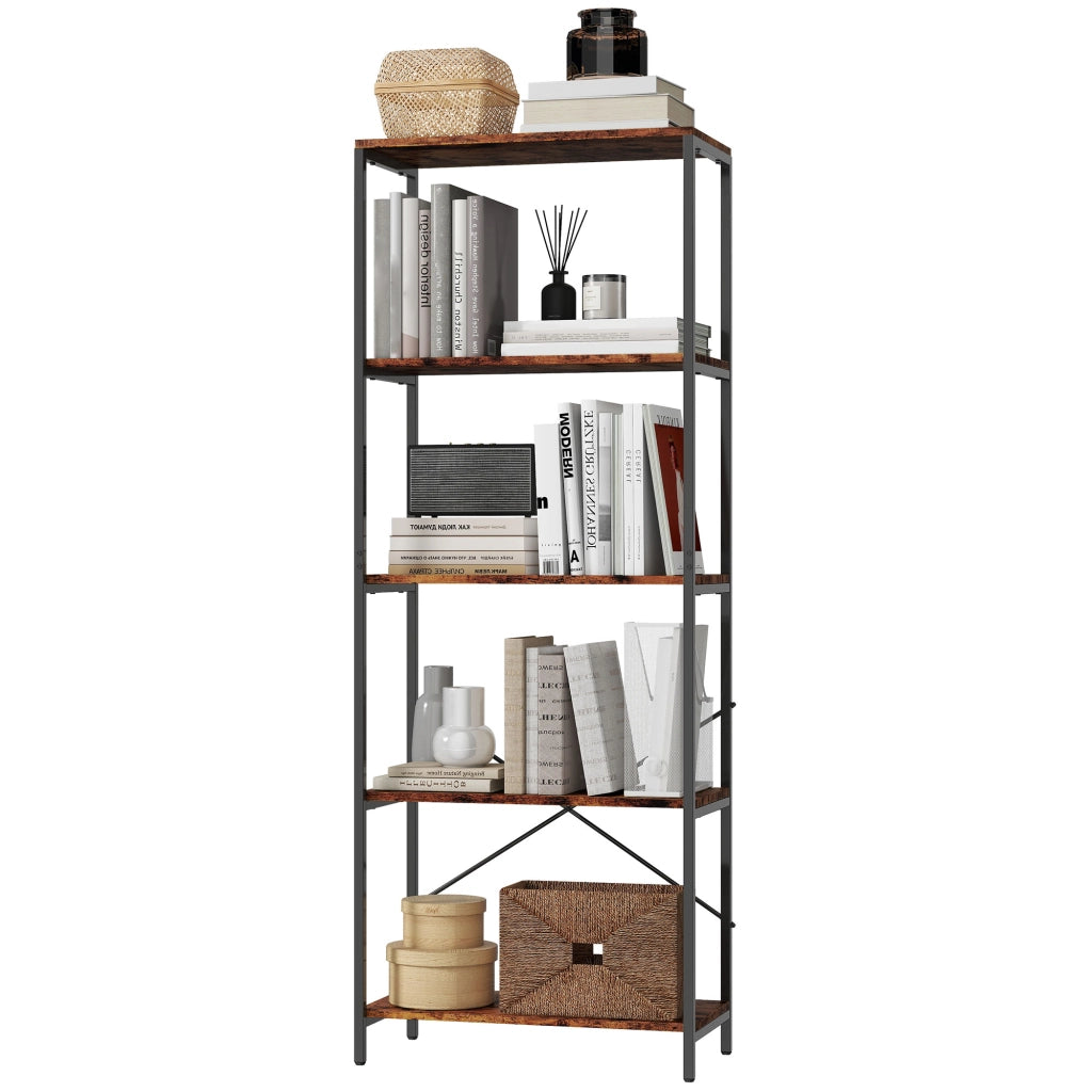 Libreria con scaffali in metallo e melaminato ¨C zephmum ¨C marrone 80x30x180 cm