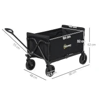 Carrello da Giardino da 120L Pieghevole con Pannello Apribile, in Acciaio e Poliestere, 90x48x62 cm, Nero