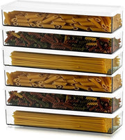 Contenitore per cibo, grande contenitore per spaghetti, 6 pezzi, jerrycan trasparente grigia rettangolare con coperchi chiusi, contenitore per alimenti duraturo in plastica per frigorifero, armadio cucina, piano di lavoro