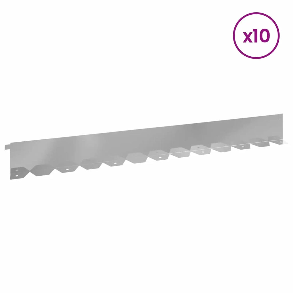 Bordura per Prato 10 pcs 102 x 10 x 4 cm Acciaio Argento 8008757