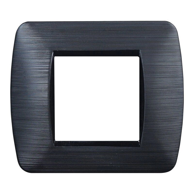 Placca Plastica Serie Space 2P Colore Nero Satinato Compatibile Con Bticino Living Light