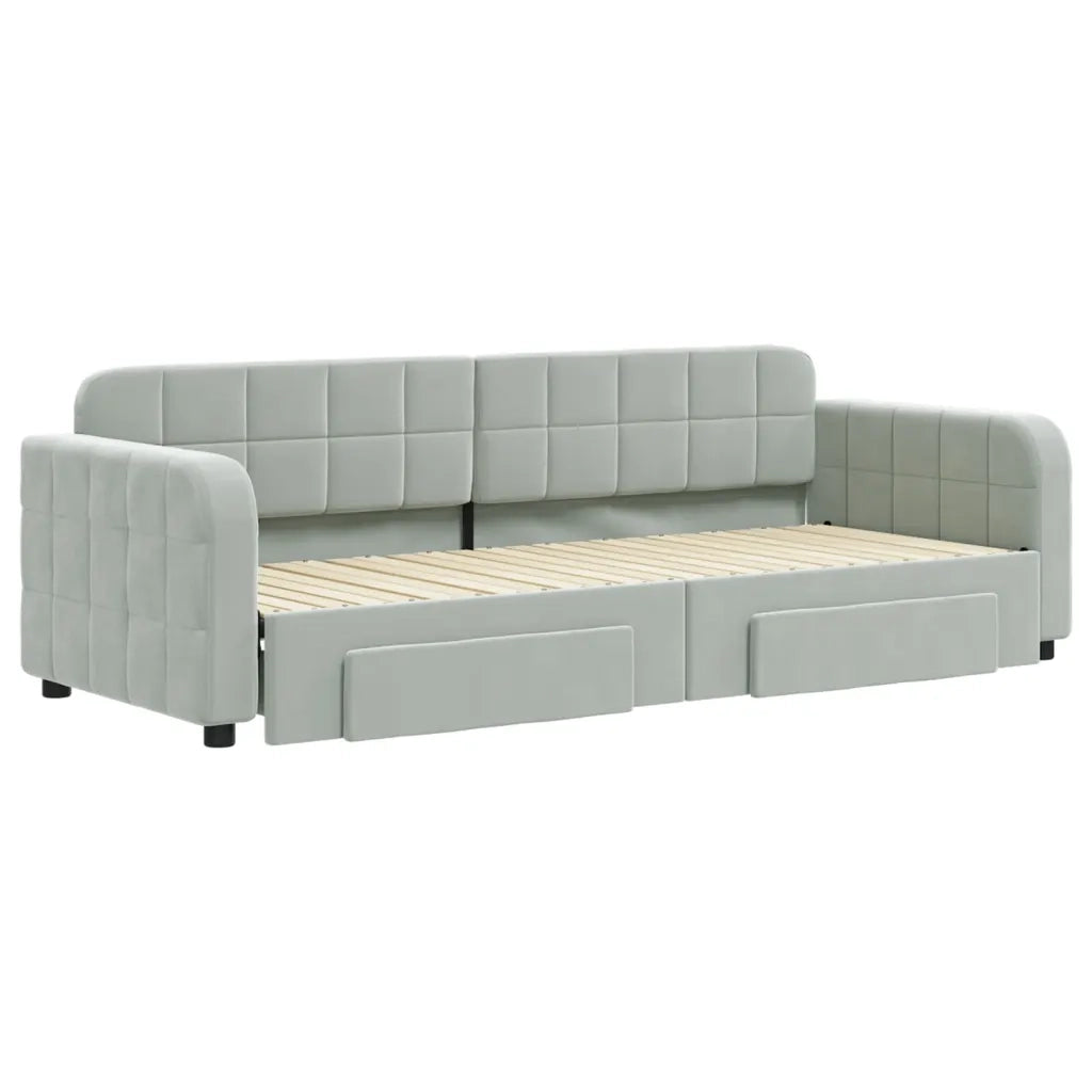 Divano letto | Sof¨¤ letto | Letto singolo Estraibile Cassetti Grigio Chiaro 80x200cm Velluto