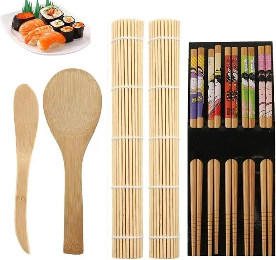 Set per sushi - 9 pezzi di mat mat di bambù - adatto per preparare sushi in casa
