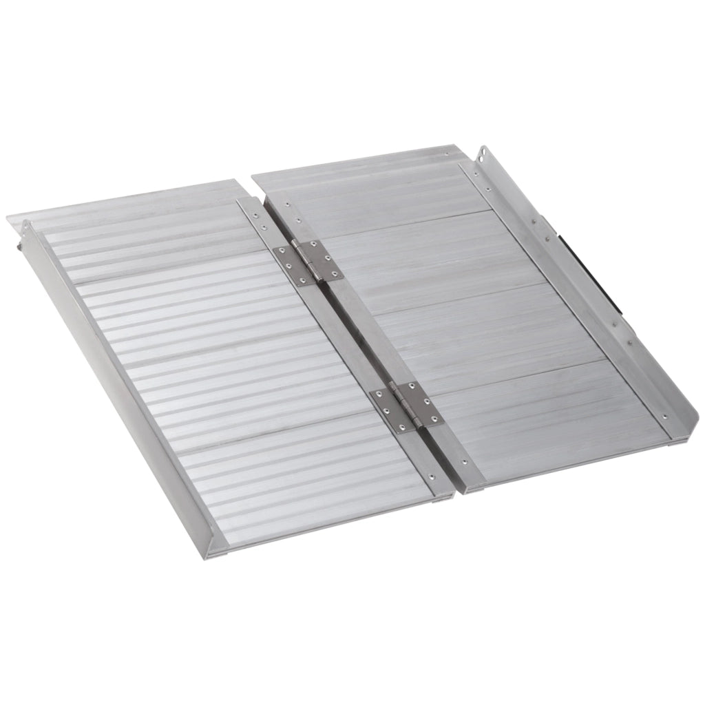 Rampa per Sedia a Rotelle Pieghevole 61x74x5 cm in Alluminio con Bordi Esterni Argento