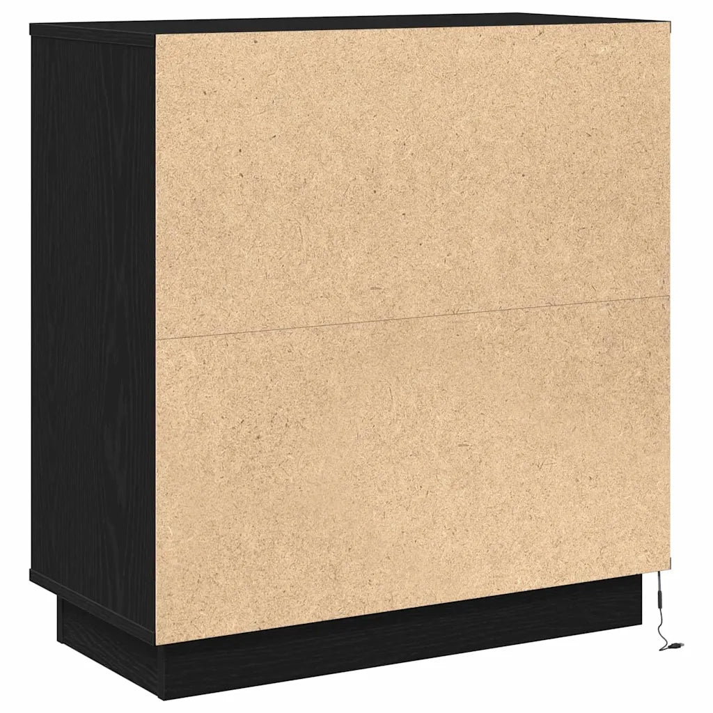 Armadio da Notte con cassetto Rovere Nero 71 x 34,5 x 75 cm 869635