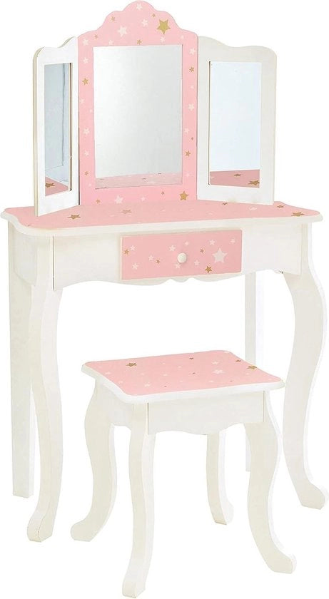 Set di tavolo e sedie in legno per bambini - tavolo e sedie set - bianco oro - necessario contenuto html per fare la tavola