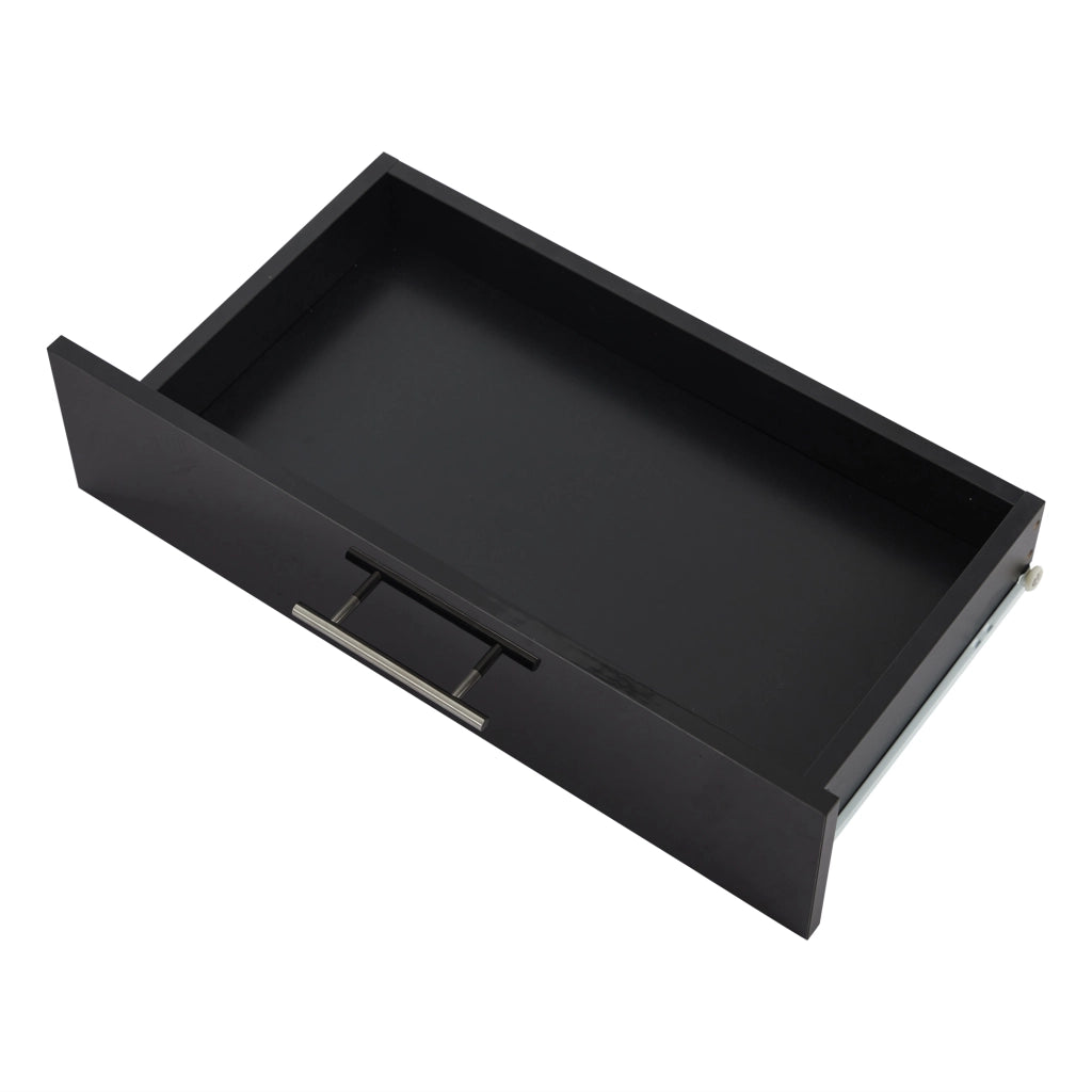 Vetrina Espositiva Nera in MDF con Luci LED e 3 Cassetti 60x35x180 cm