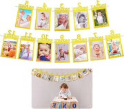 Decorazione appesa per il primo compleanno - Slitta fotografica per bambini - Decorazione per parete e festa - Galleria fotografica 1-12 mesi