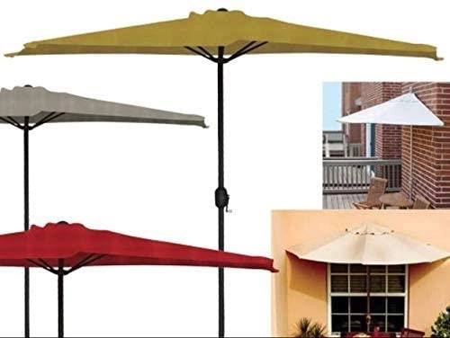 OMBRELLONE MEZZALUNA DA MURO IN ALLUMINIO COLORE GIALLO 300 X 150 X H 250 CM + BASE