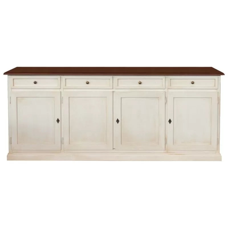 Madia credenza shabby chic in legno 4 porte bicolore l.205 p.42 h.85 - Mobili 2G