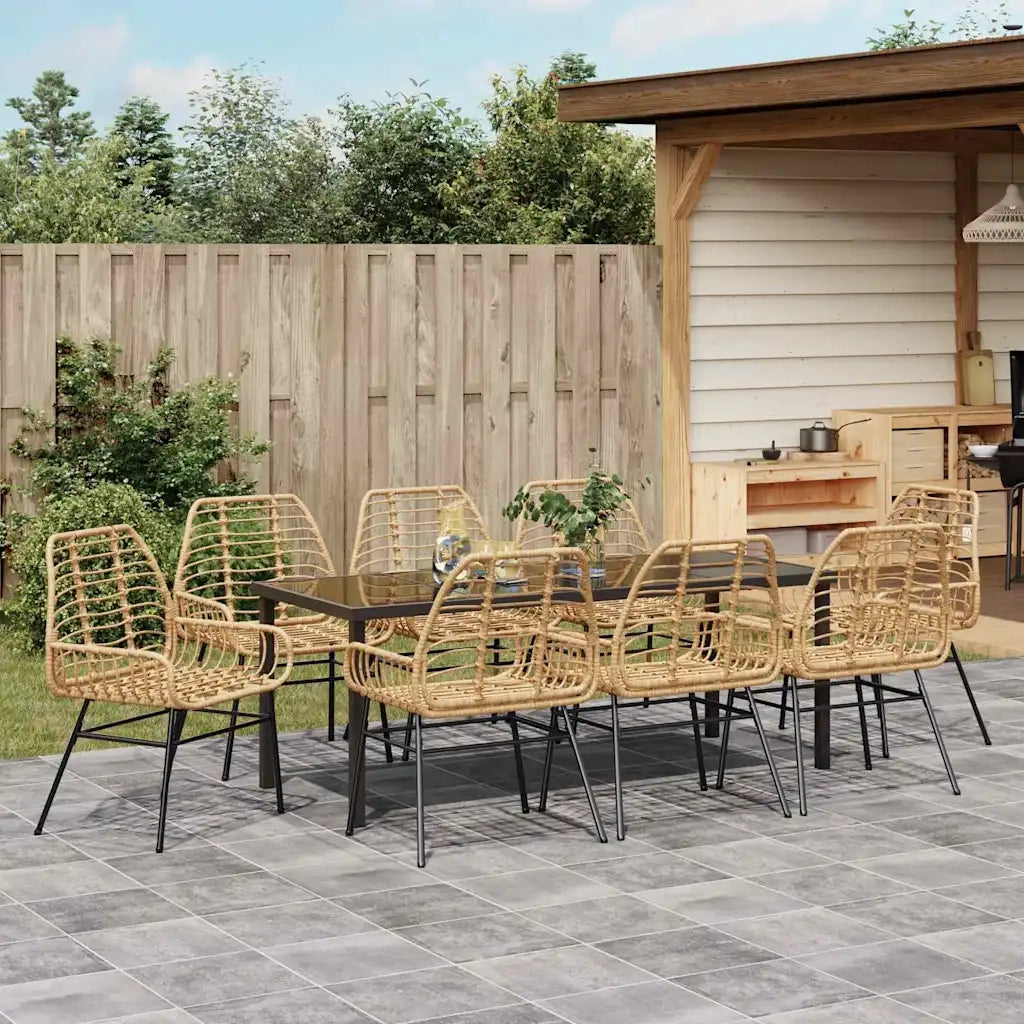 Set da Pranzo per Giardino 9 pcs Marrone polyrattan 3380854