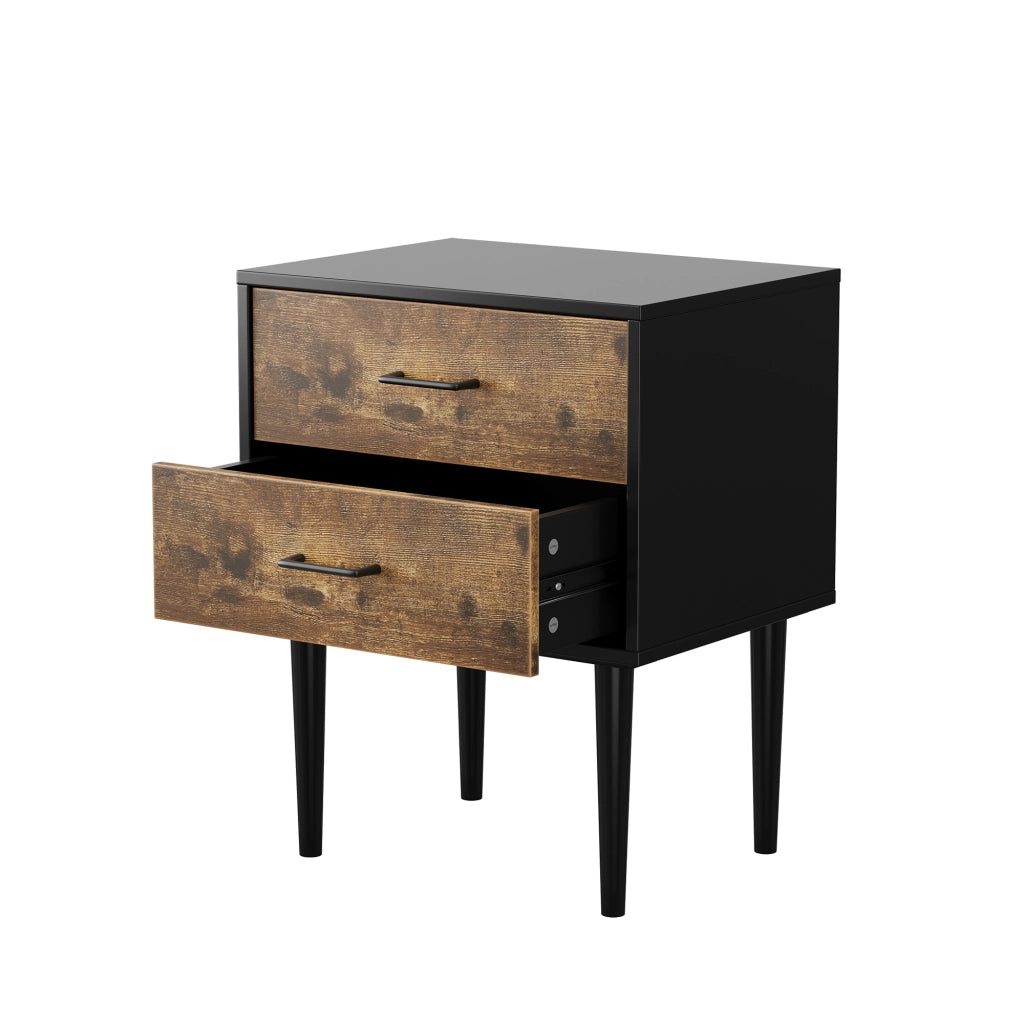 Comodino con 2 cassetti in MDF, stile retrò, per camera da letto e soggiorno, colore marrone antico, 51 × 38 × 66 cm