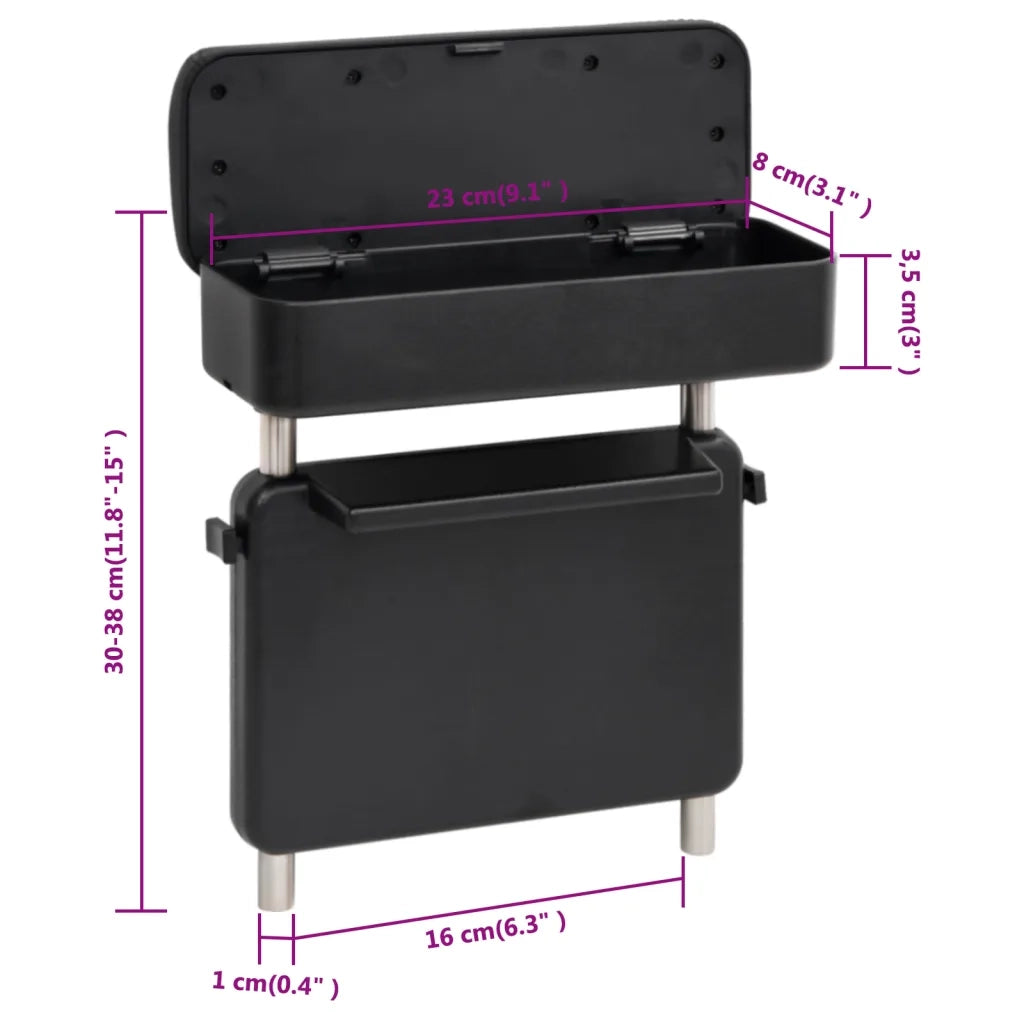 Bracciolo per Auto Universale Nero 23x8x(30-38) cm in ABS CFW6462067