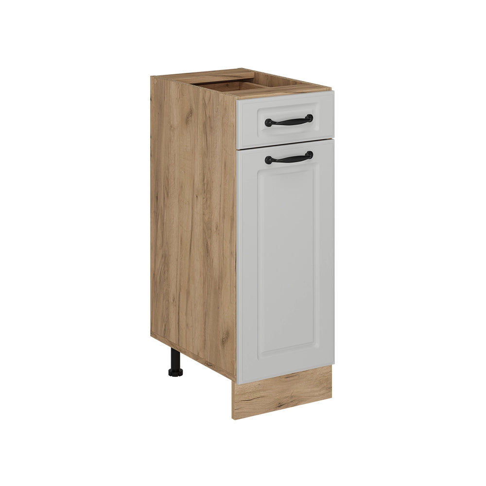 Mobiletto base per cucina R-Line Bianco rustico/Rovere dorato 30 cm senza piano di lavoro Vicco