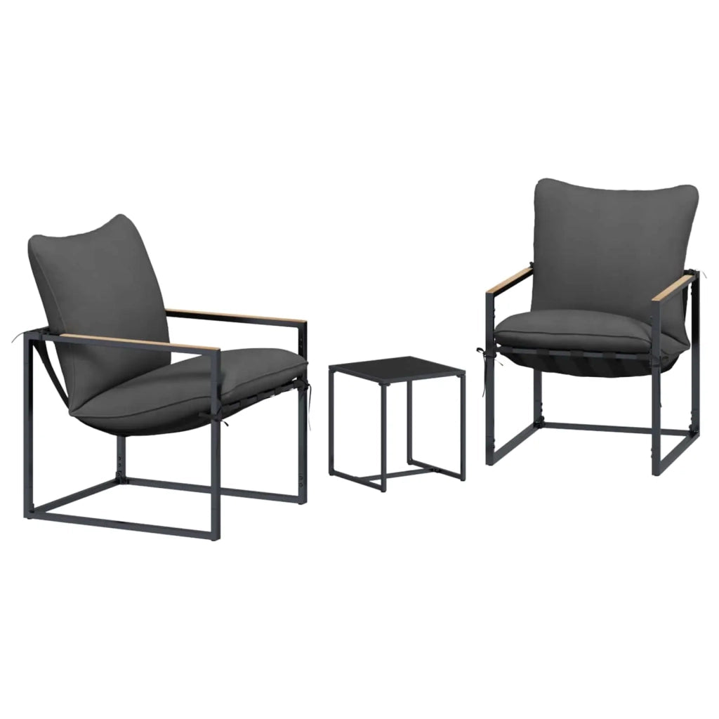 Set Divano da Giardino 3 pcs Nero e antracite Acciaio 42025093