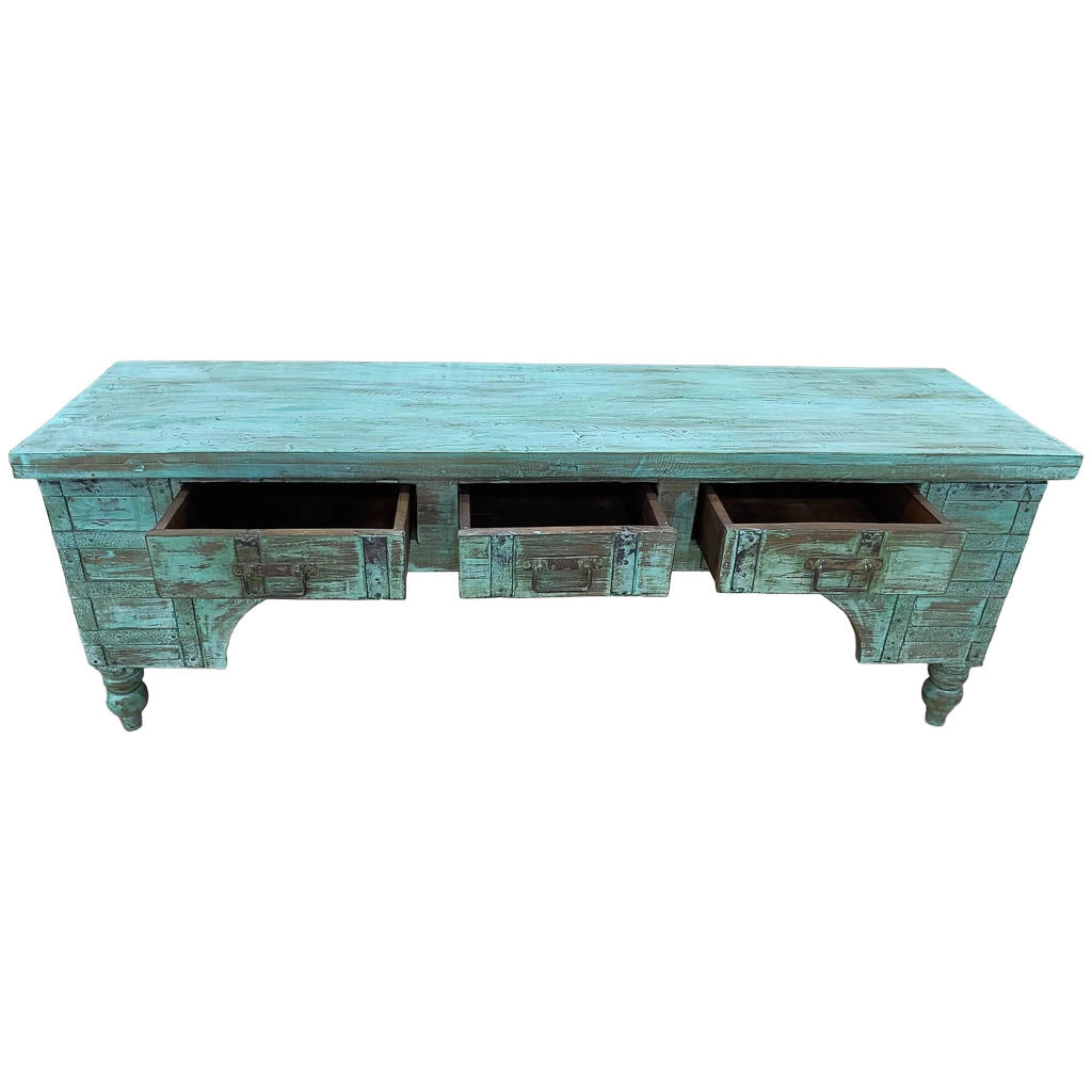 Mobile basso artigianale in legno 165-175x45x57h cm