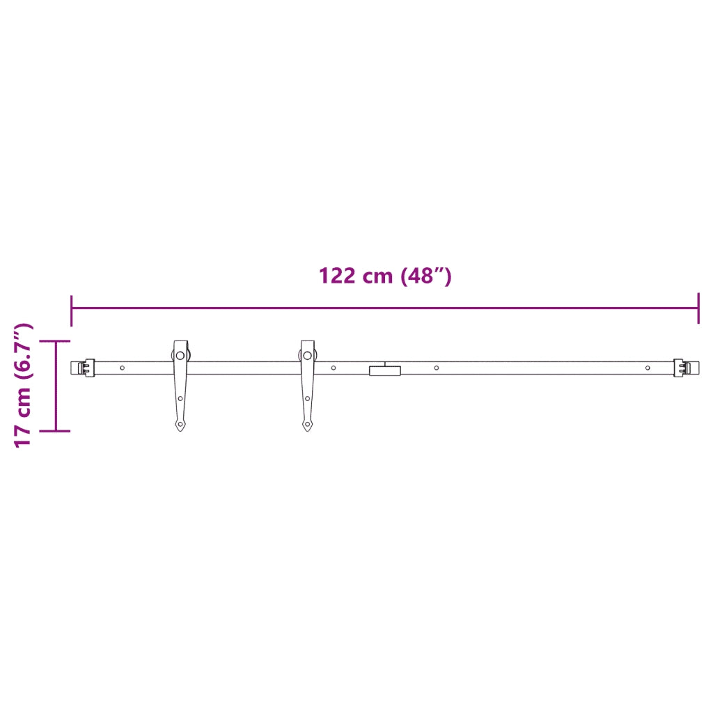 Kit Mini Anta Scorrevole Armadio in Acciaio al Carbonio 122 cm