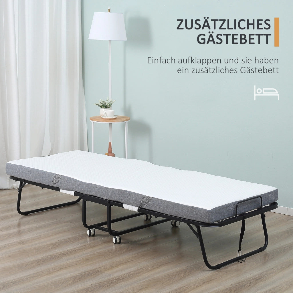 Letto pieghevole con materasso ¨C Minimal ¨C bianco nero metallo