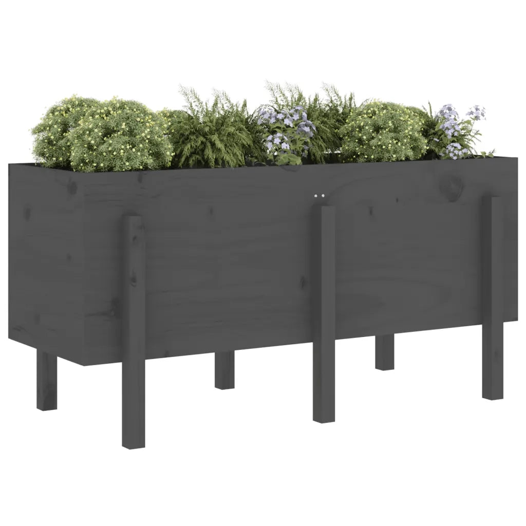 Fioriera Rialzata da Giardino Grigia 121x50x57 cm Massello Pino 825228