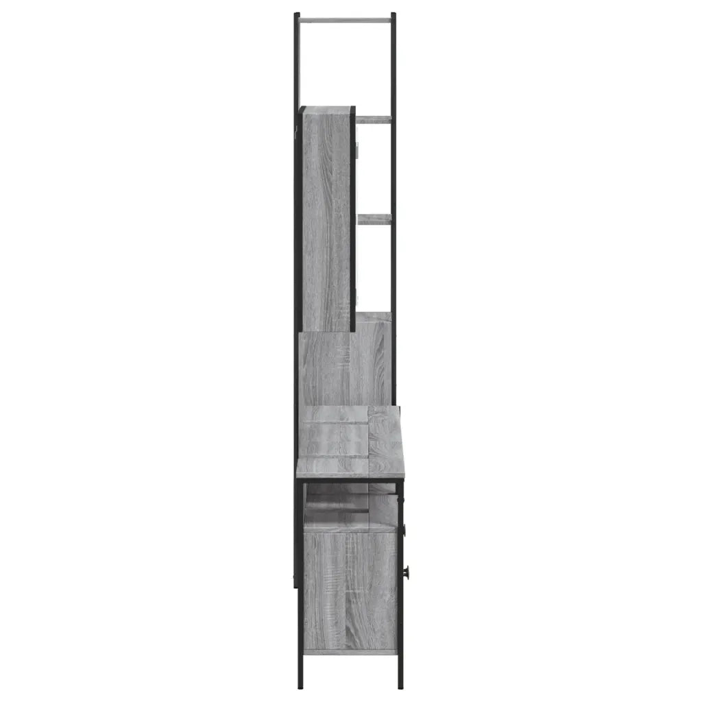 Set Mobili da Bagno 4 pz Grigio Sonoma in Legno Multistrato