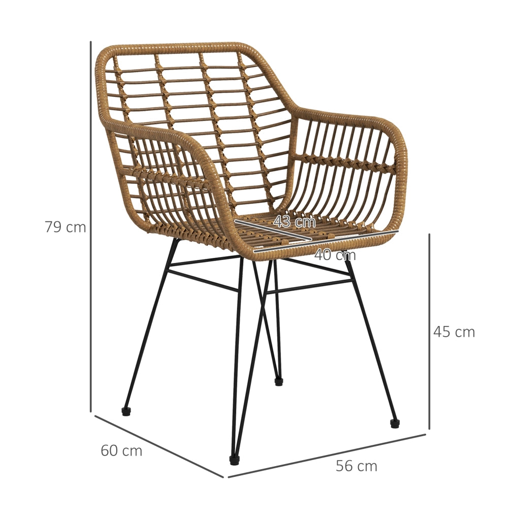 Sedia da pranzo ¨C Zephmum ¨C Naturale e nero, Rattan, 56x60x79
