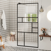 Parete Doccia Walk-in in Vetro Trasparente ESG Nera 80x195 cm 150752