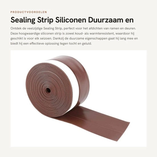 Striscia di chiusura in silicone da 5 metri - Sostituto di guarnizione per finestre e porte - Isolante acustico e impermeabile - Autoadesivo - Duraturo - Adatto per finestre e porte