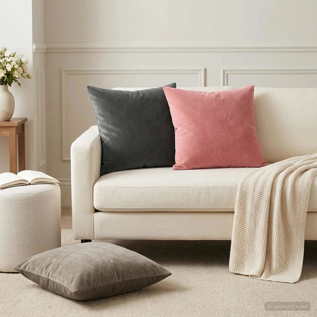Cuscino con cuscino HEERLEN 12 pz Rosa Velluto 926937
