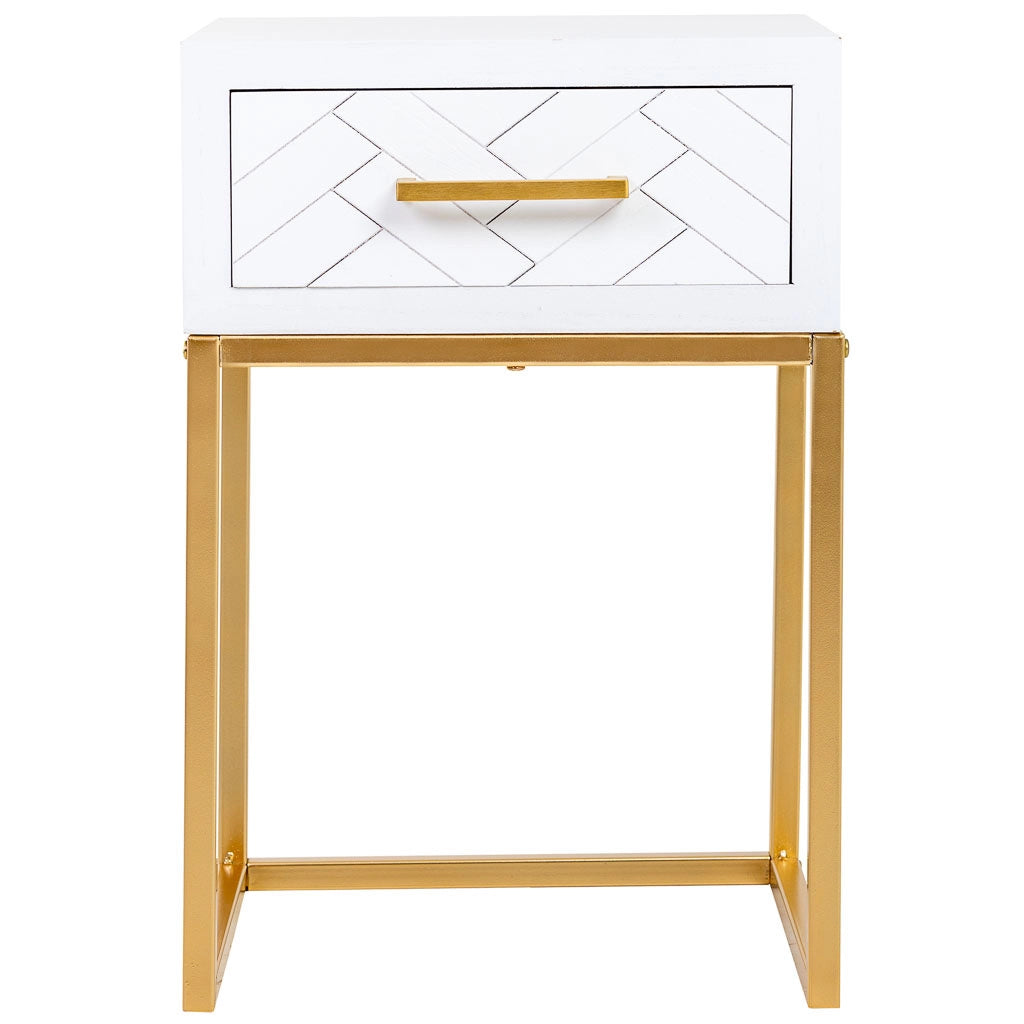 Comodino in legno e metallo 1 cassetto 40x36x60