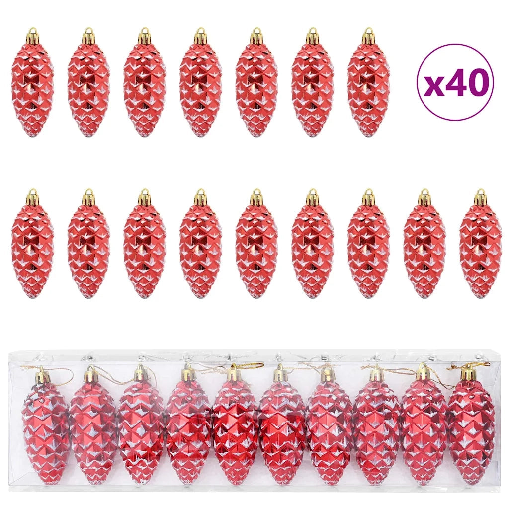 Palla di pino di Natale 40 pz-Decorazioni natalizie Rosso Plastica