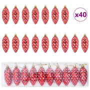 Palla di pino di Natale 40 pz-Decorazioni natalizie Rosso Plastica