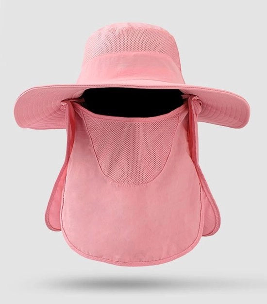 Cappello da sole con protezione rimovibile per il collo Protezione viso UPF 50+ Cappelli da pesca, campeggio, escursioni Escursioni Cappelli da viaggio Impermeabile, cappello pieghevole - Cinturino regolabile - Rosa
