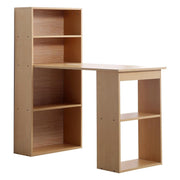 SCRIVANIA MODERNA CON LIBRERIA IN LEGNO NATURALE 120 X 55 X 120 CM