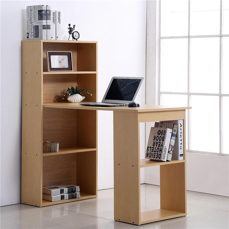 SCRIVANIA MODERNA CON LIBRERIA IN LEGNO NATURALE 120 X 55 X 120 CM