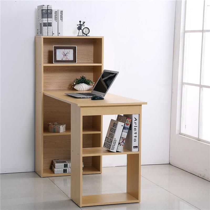 SCRIVANIA MODERNA CON LIBRERIA IN LEGNO NATURALE 120 X 55 X 120 CM
