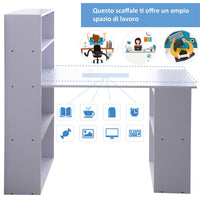 SCRIVANIA MODERNA CON LIBRERIA IN LEGNO 120 X 55 X 120 CM BIANCO