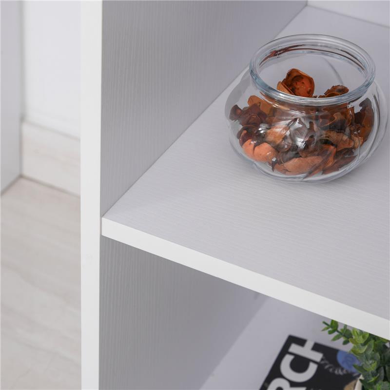 SCRIVANIA ANGOLARE CON CASSETTI ESTRAIBILI E SCAFFALE GIREVOLE BIANCA