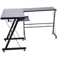 SCRIVANIA AD ANGOLO CONVERTIBILE MULTIPOSIZIONE IN LEGNO E ACCIAIO NERO