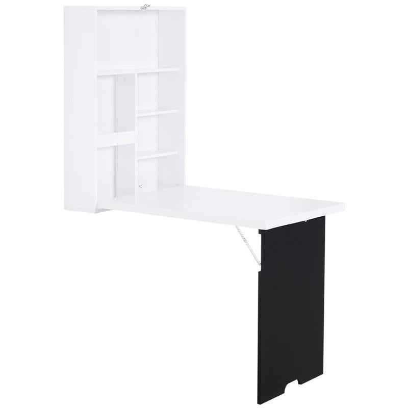 TAVOLO SCRIVANIA PIEGHEVOLE A MURO CON LAVAGNA 60 X 94.5 X 147 CM BIANCO E NERO
