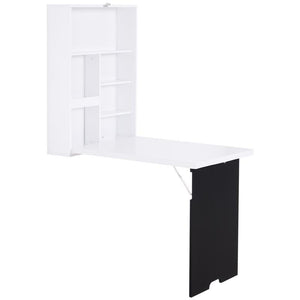 TAVOLO SCRIVANIA PIEGHEVOLE A MURO CON LAVAGNA 60 X 94.5 X 147 CM BIANCO E NERO