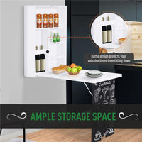 TAVOLO SCRIVANIA PIEGHEVOLE A MURO CON LAVAGNA 60 X 94.5 X 147 CM BIANCO E NERO