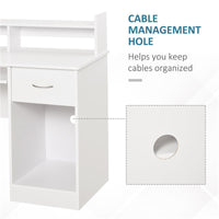 SCRIVANIA COMPATTA PER PC CON RIPIANO TASTIERA ESTRAIBILE IN LEGNO BIANCO