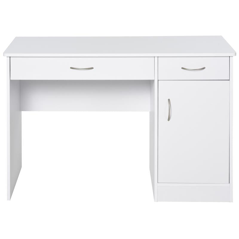 SCRIVANIA DA UFFICIO CON 2 CASSETTI E ARMADIETTO IN LEGNO BIANCO