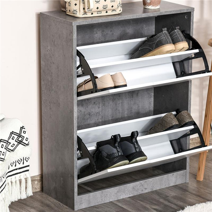 SCARPIERA SALVASPAZIO 2 ANTE PER 8 PAIA DI SCARPE 62.5X24X81 CM GRIGIO E BIANCO