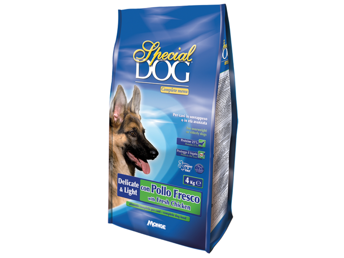 Croccantini pollo fresco per cani adulti 4KG Monge Special Dog 4 sacchi