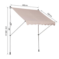 TENDA DA SOLE CON MANOVELLA E ANGOLO REGOLABILE 200 X 150 CM BEIGE